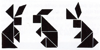 three shapoes made from a tangram