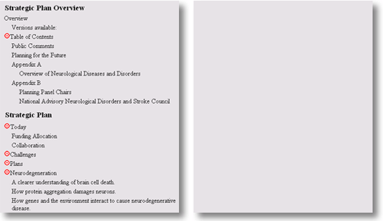 inaccessible and accessible table of contents